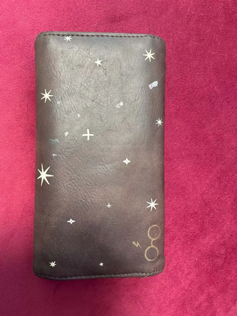 Harry Potter Hogwarts Crest and Stars Brown Faux Leather Wallet